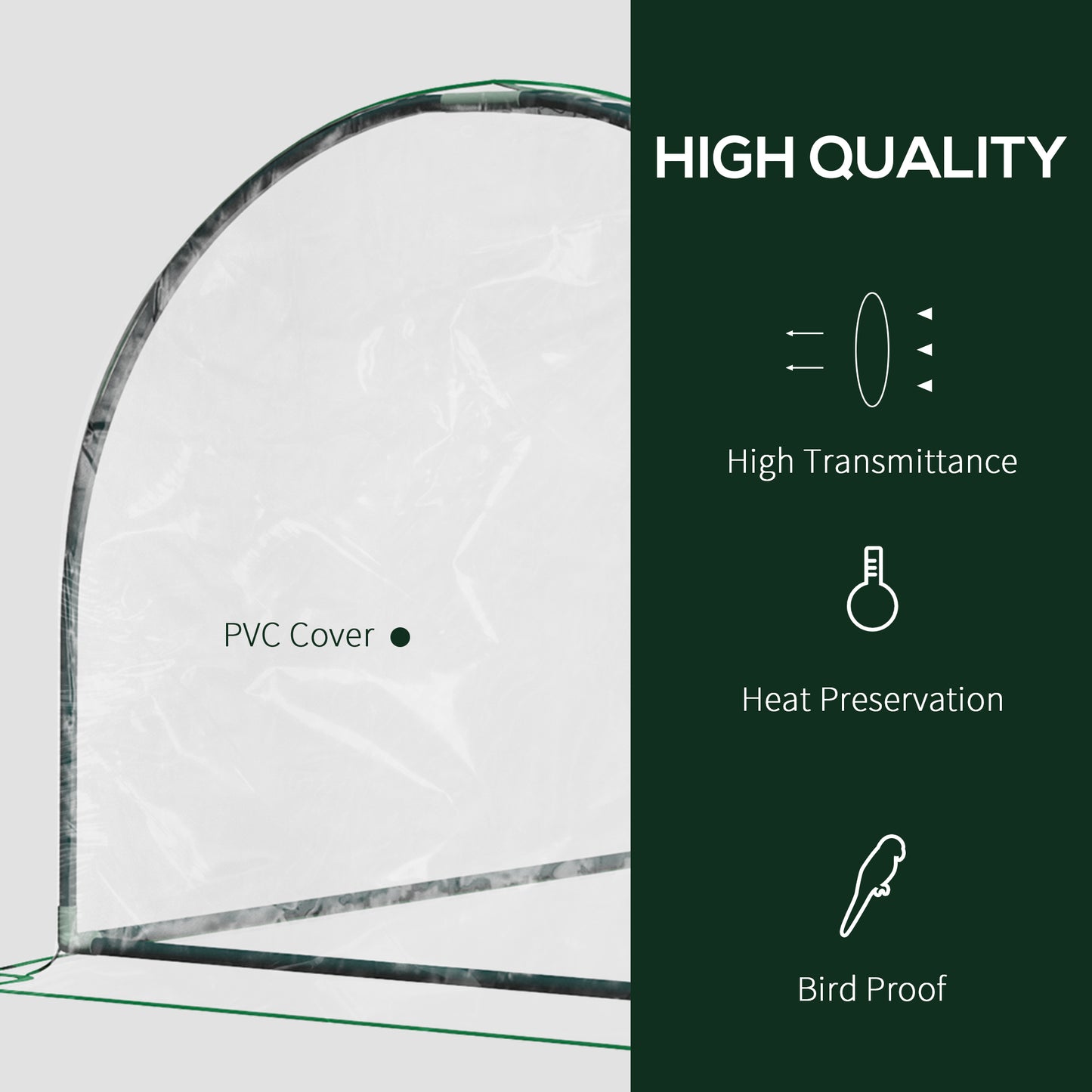 Outsunny Tunnel Greenhouse Green Grow House for Garden Outdoor, Steel Frame, PVC Cover, Transparent, 200 x 100 x 80cm