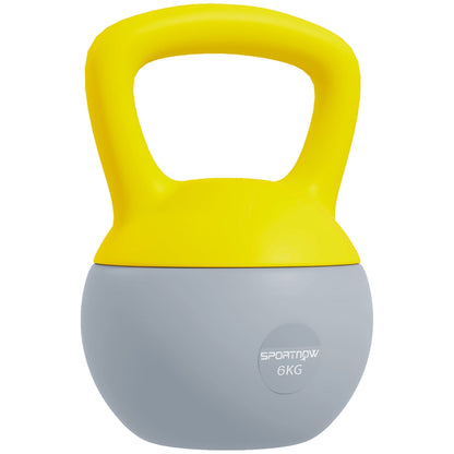 SPORTNOW 6KG Soft Kettlebell, Kettlebell with Non-Slip Handle for Home Gym, Weight Lifting, Strength Training, Yellow/Grey