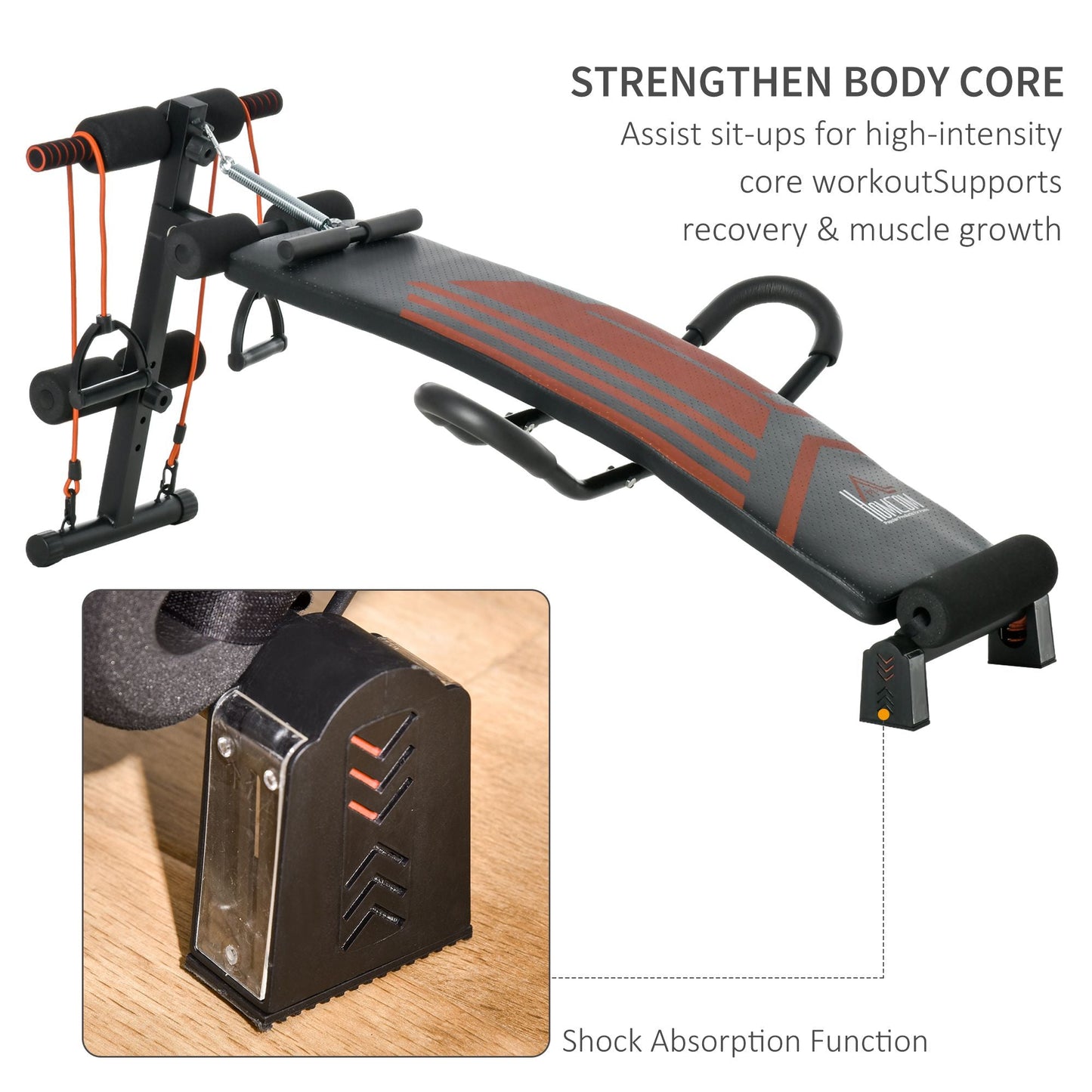 Multifunctional Sit Up Bench Adjustable Utility Board Ab Exercise Workout Fitness with Headrest for Home, Office and Gym, Black