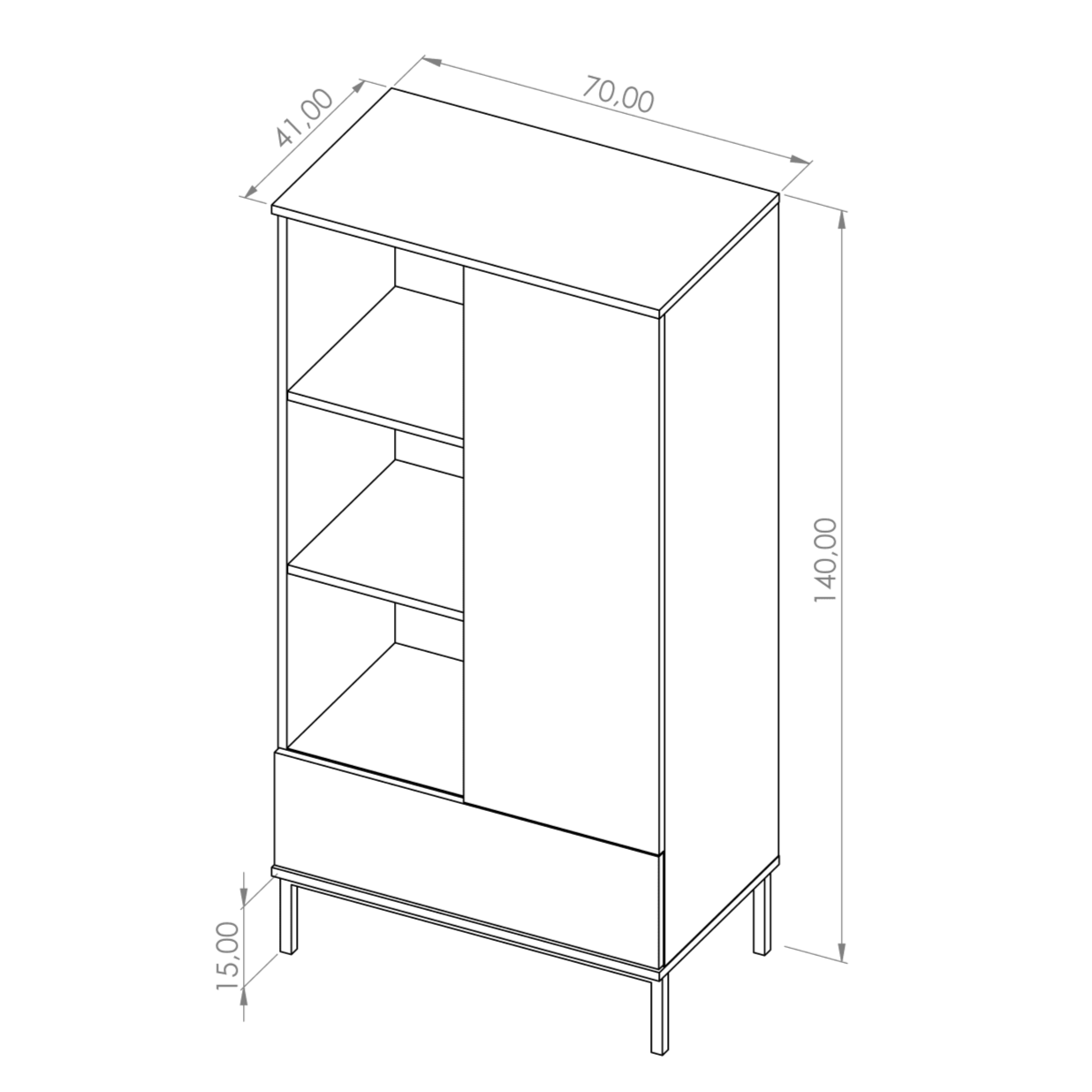 Querty 03 Display Cabinet 70cm