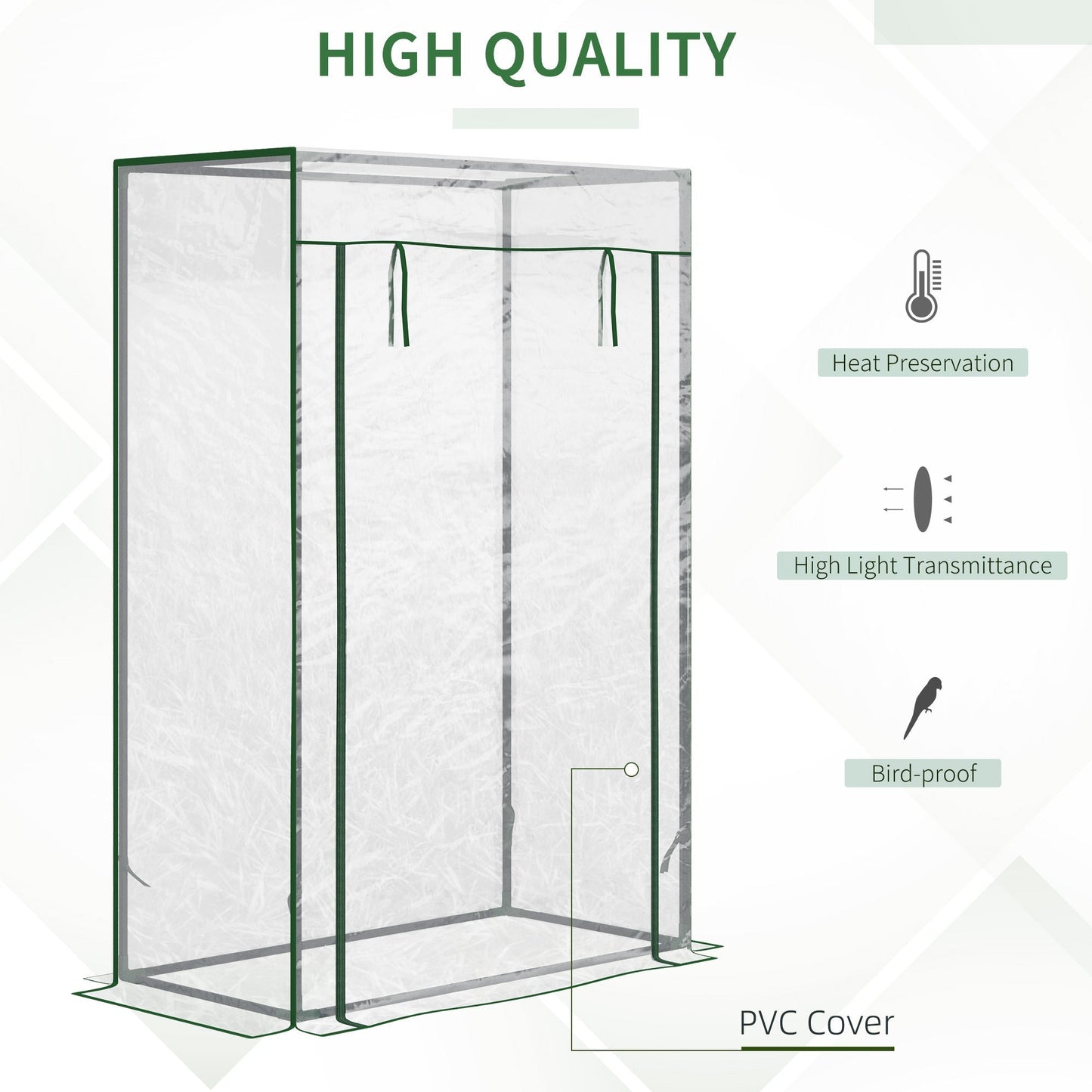 Outsunny Tomato Greenhouse with Roll-up Door, Mini Greenhouse with PVC Cover, Outdoor Grow House Small Green House for Yard, Balcony, Garden, 100 x 50 x 150cm, Transparent