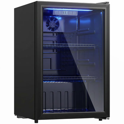 HOMCOM 70L Drinks Fridge, 70 Can Under Counter Freestanding Beer Fridge with LED Light