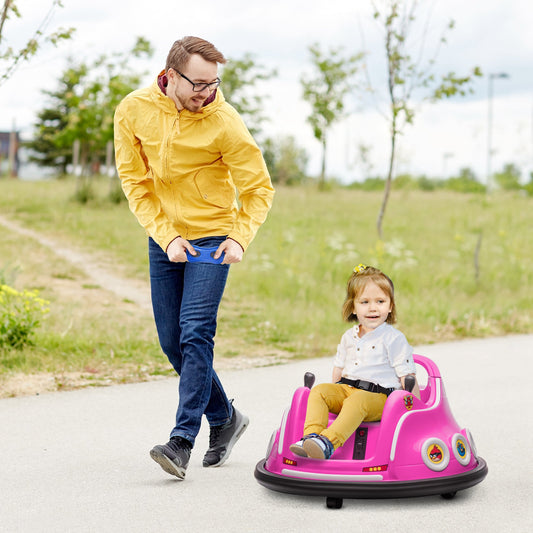 AIYAPLAY Angry Bird Licencjonowany Waltzer Car, 12 V Dziecięcy Bumper Car z Joystickami, Pilotem, Muzycznymi Światłami LED - Różowy