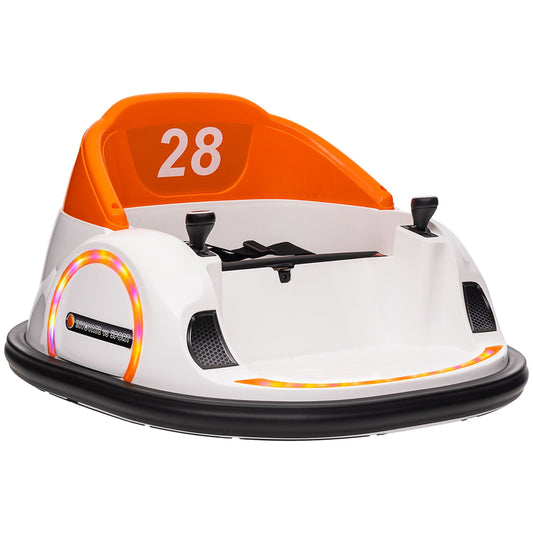 AIYAPLAY 360¡ Rotation Kids Bumper Car, 12V Waltzer Car with Remote Control, Dual Joysticks, Music Lights - Orange