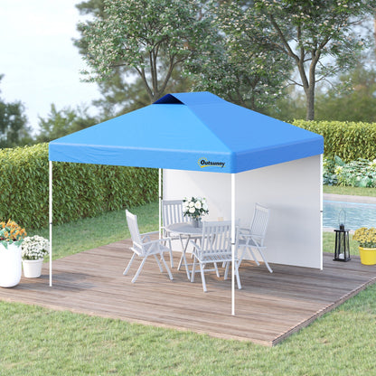 Outsunny 3x(3)M Pop Up Gazebo Tent with 1 Sidewall, Roller Bag, Adjustable Height, Event Shelter Tent for Garden, Patio, Blue