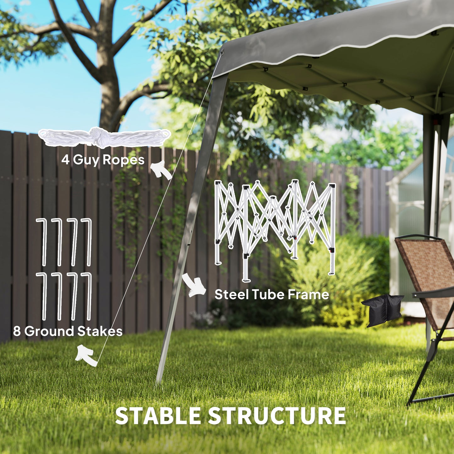 Outsunny 2.5 x 2.5M Pop up Garden Tent - Grey