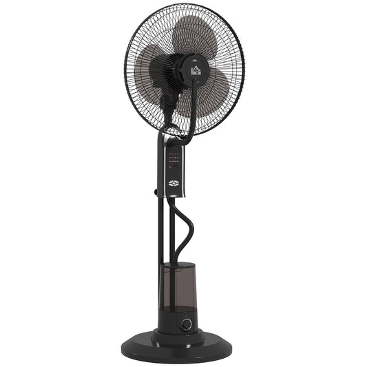 HOMCOM Pedestal Fan with Water Mist Spray, Spray Misting Fan with 70Â° Oscillation, Tilt Head, 3 Speeds, 3 Modes, Adjustable Mist, 3.2L Water Tank, for Home, 120 cm