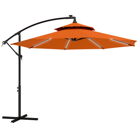 Outsunny 3m LED Light Overhanging Parasol - Pomarańczowy