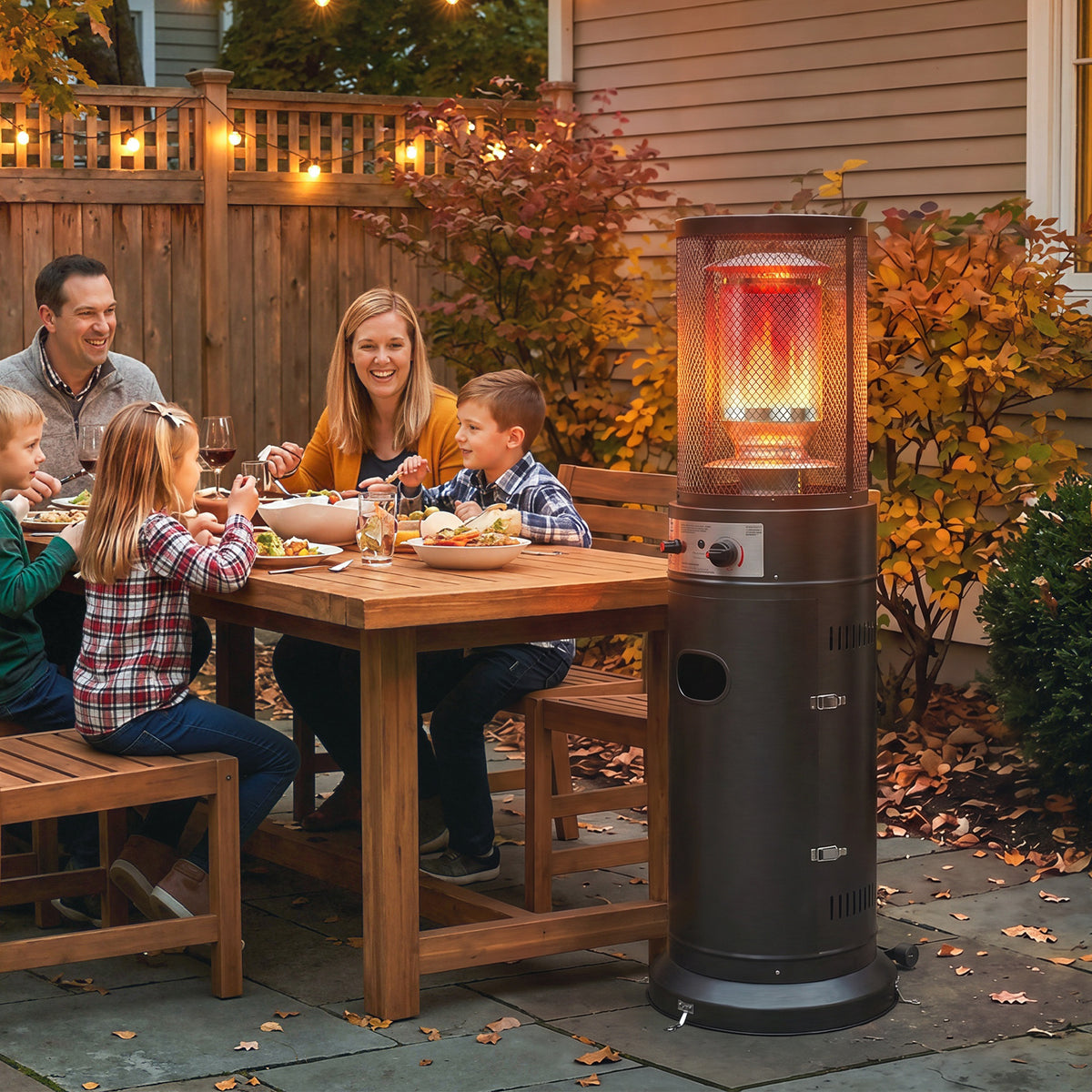 Outsunny Gas Patio Heater, 11 kW Portable Propane Outdoor Heater with Pulse Ignition, Protective Mesh, Tip-over Protection, Black