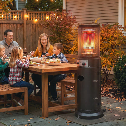 Outsunny Gas Patio Heater, 11 kW Portable Propane Outdoor Heater with Pulse Ignition, Protective Mesh, Tip-over Protection, Black