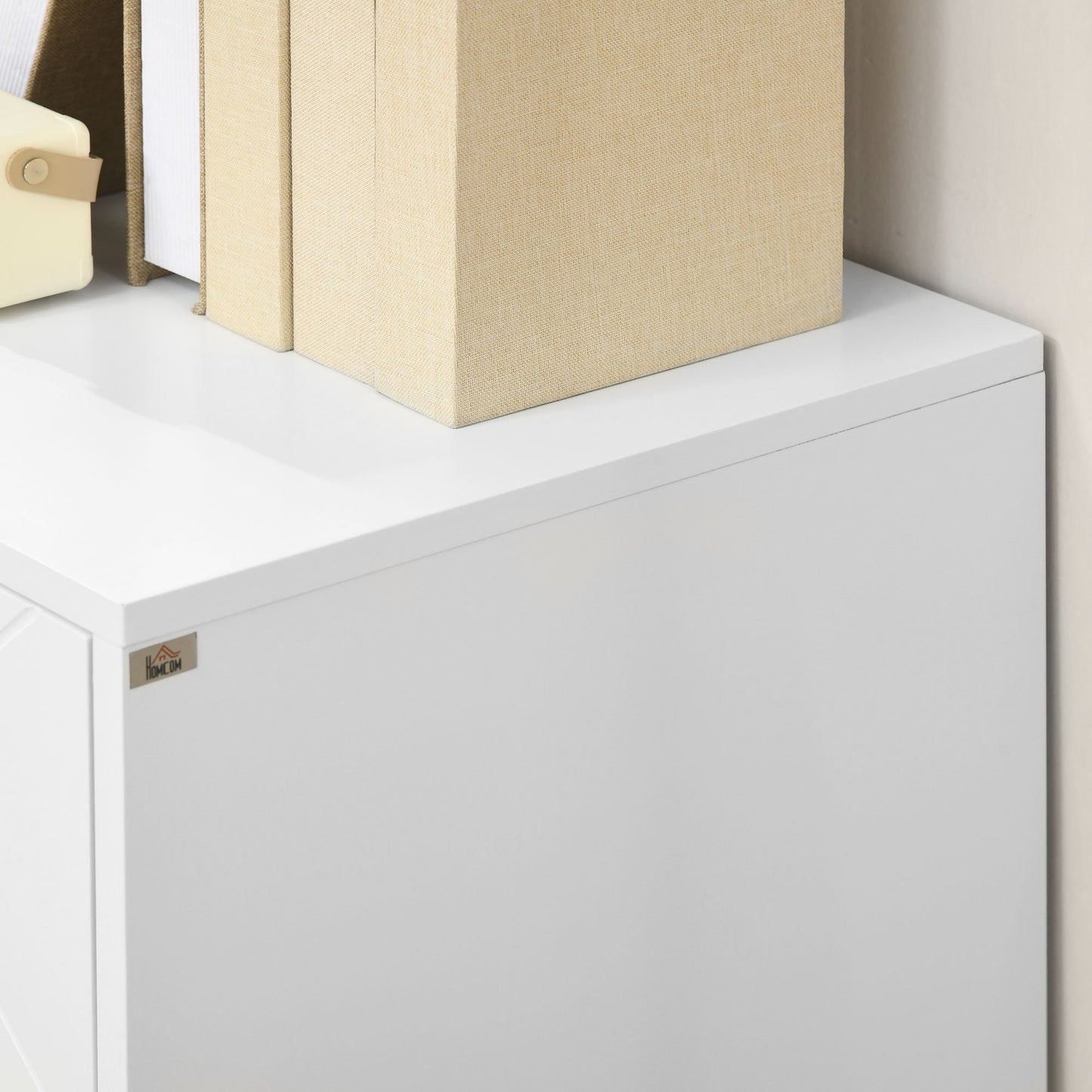 Storage Cabinet with Golden Tone Legs & Adjustable Shelves - White