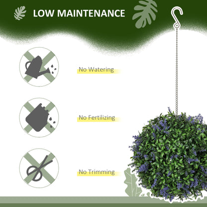 HOMCOM Zestaw 2 sztucznych roślin Topiary Balls, sztuczne rośliny dekoracyjne z ochroną UV, sztuczne rośliny do dekoracji wnętrz i na zewnątrz, 27 cm, fioletowy