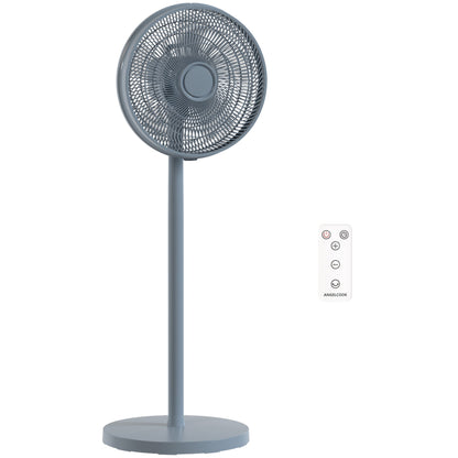 HOMCOM 40 cm Standing Fan, Cooling Floor Fan with 80 degrees Oscillating, Adjustable Tilt and Height, 4 Speed, Remote Control, Grey