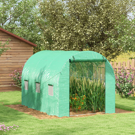 نظام الرش Outsunny Polytunnel Greenhouse، 3 × 2 م، أخضر
