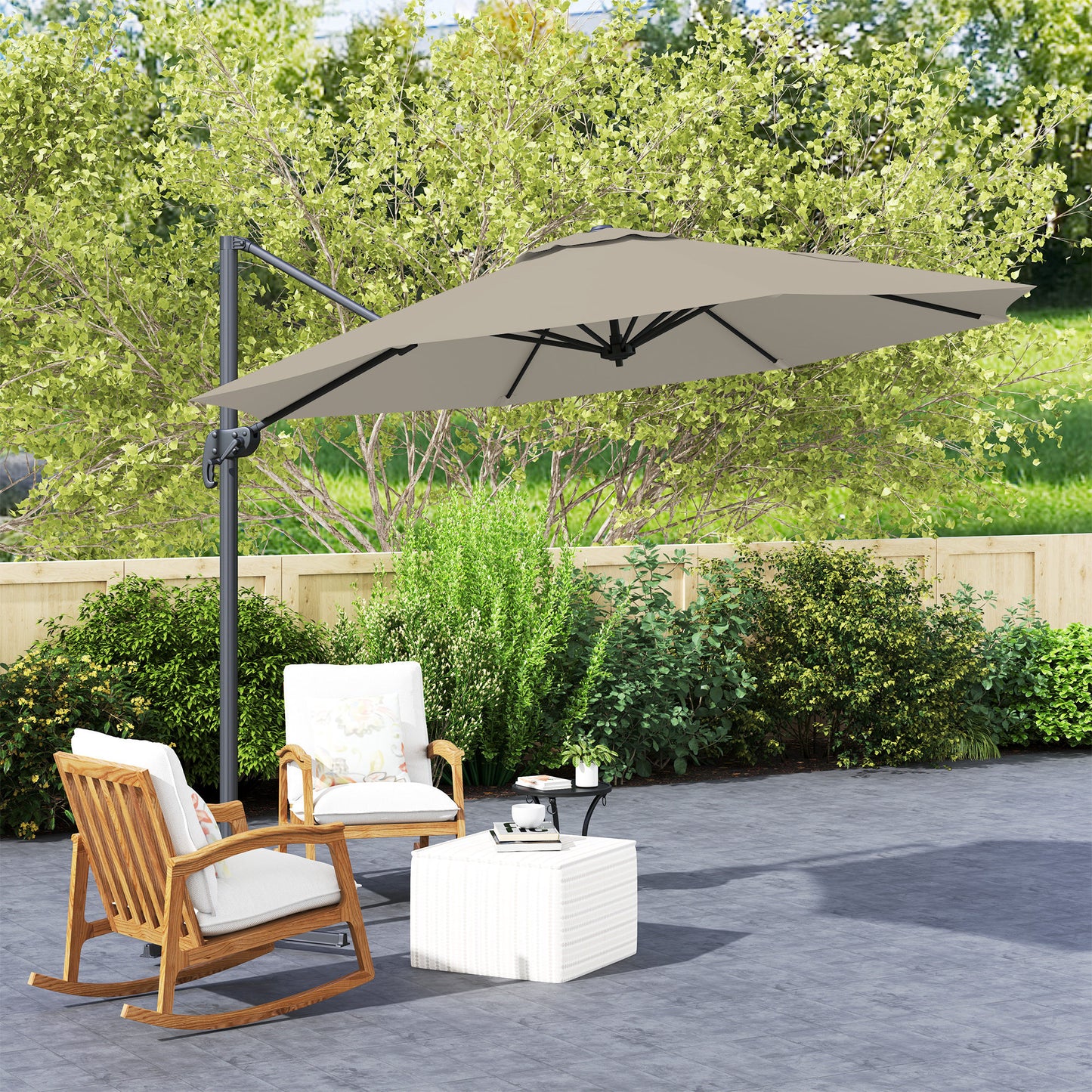 Outsunny 3 m Pięciokątny Parasol Wysięgnikowy - Jasnoszary
