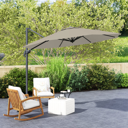 Outsunny 3 m Pięciokątny Parasol Wysięgnikowy - Jasnoszary