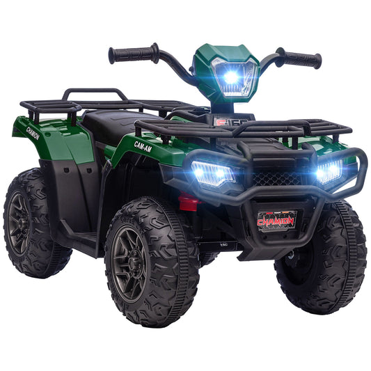 HOMCOM 12V Quad dla dzieci z funkcjami jazdy do przodu i do tyłu, jeździk ATV z muzyką, diodami LED, reflektorami, dla dzieci w wieku 3-5 lat - zielony