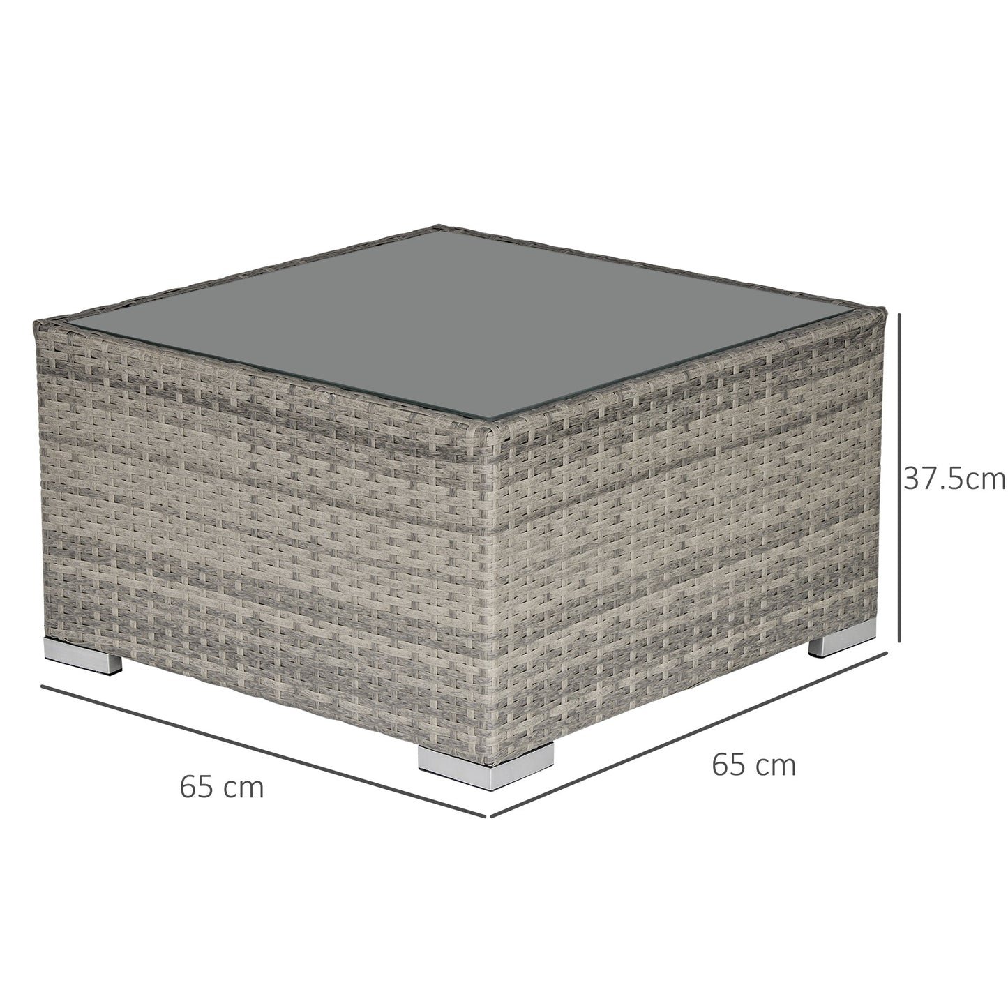 طاولة القهوة Outsunny Rattan Wicker Patio جاهزة للاستخدام في الهواء الطلق ومناسبة للفناء الخلفي للحديقة باللون الرمادي