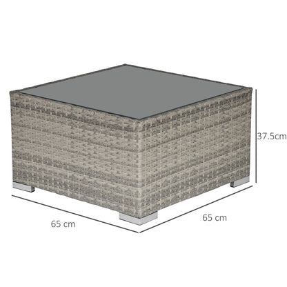 Outsunny Rattan Wicker Patio Coffee Table Ready to Use Outdoor Furniture Suitable for Garden Backyard Grey