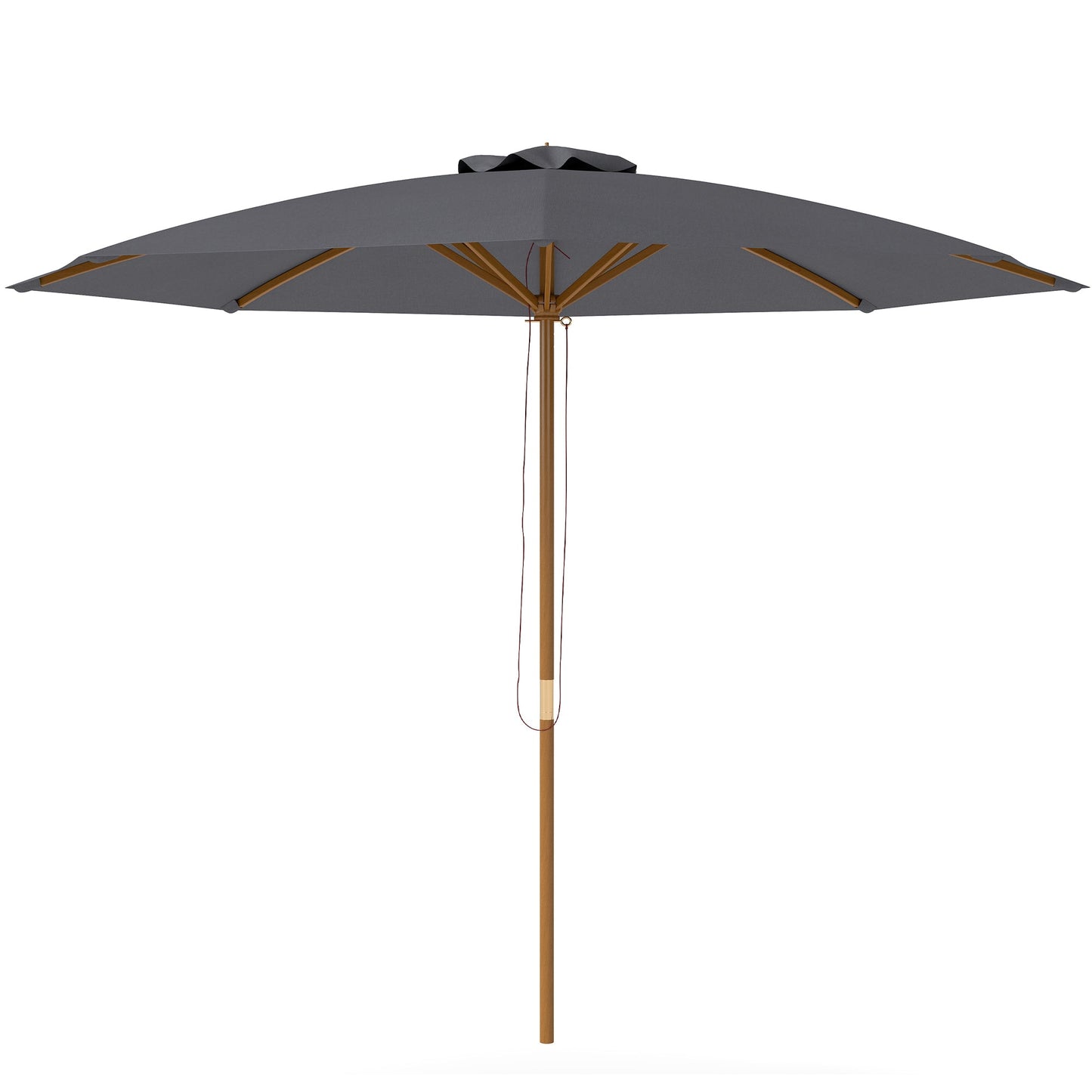 Outsunny 3m Wood Pole Parasol Umbrella - Grey