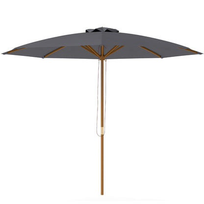 Outsunny 3m Wood Pole Parasol Umbrella - Grey