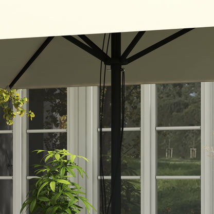 مظلة Outsunny Patio Parasol مع فتحة تهوية، مظلة طاولة للحديقة، مظلة شمسية مع جانب الأنابيب، بيج