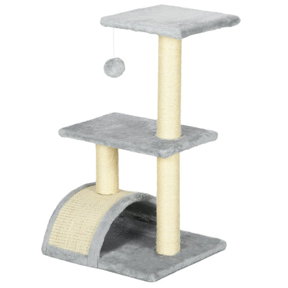 PawHut 72cm Cat Tree with Scratching Post, Pad for Indoor Cats - Light Grey