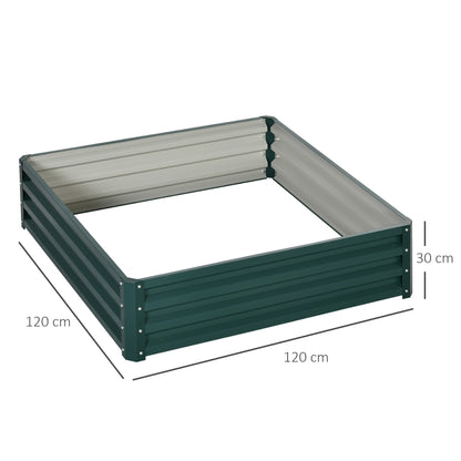 Square Raised Garden Bed Box with Weatherized Steel Frame for Vegetables, Flowers, & Herbs, 120 x 120 x 30cm, Green