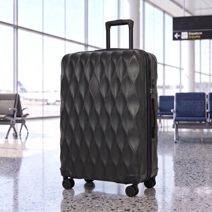 HOMCOM 30Inch 77cm Suitcase, ABS Hard Shell Checked Luggage with TSA Lock, Spinner Wheels, Telescopic Handle, Black