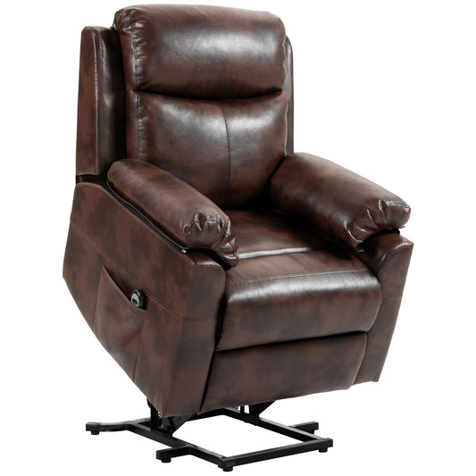 HOMCOM Faux Leather 70√Ç¬∞ Elektryczny fotel rozkładany Riser, Ciemny brąz