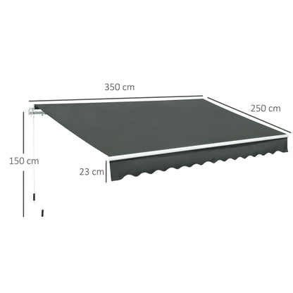 Outsunny 3.5M x 2.5M Manual Awning Canopy Retractable Sun Shade Shelter for Garden Patio