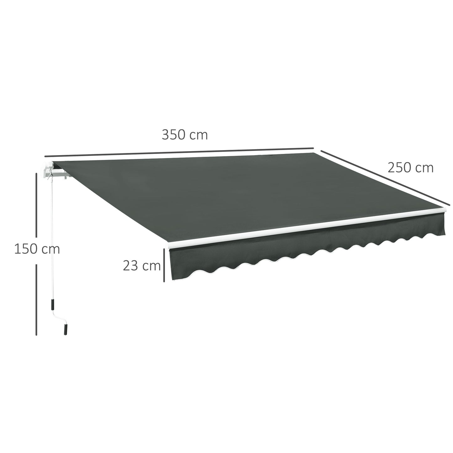Outsunny 3,5M x 2,5M Markiza ręczna zwijana, osłona przeciwsłoneczna do ogrodu i na patio