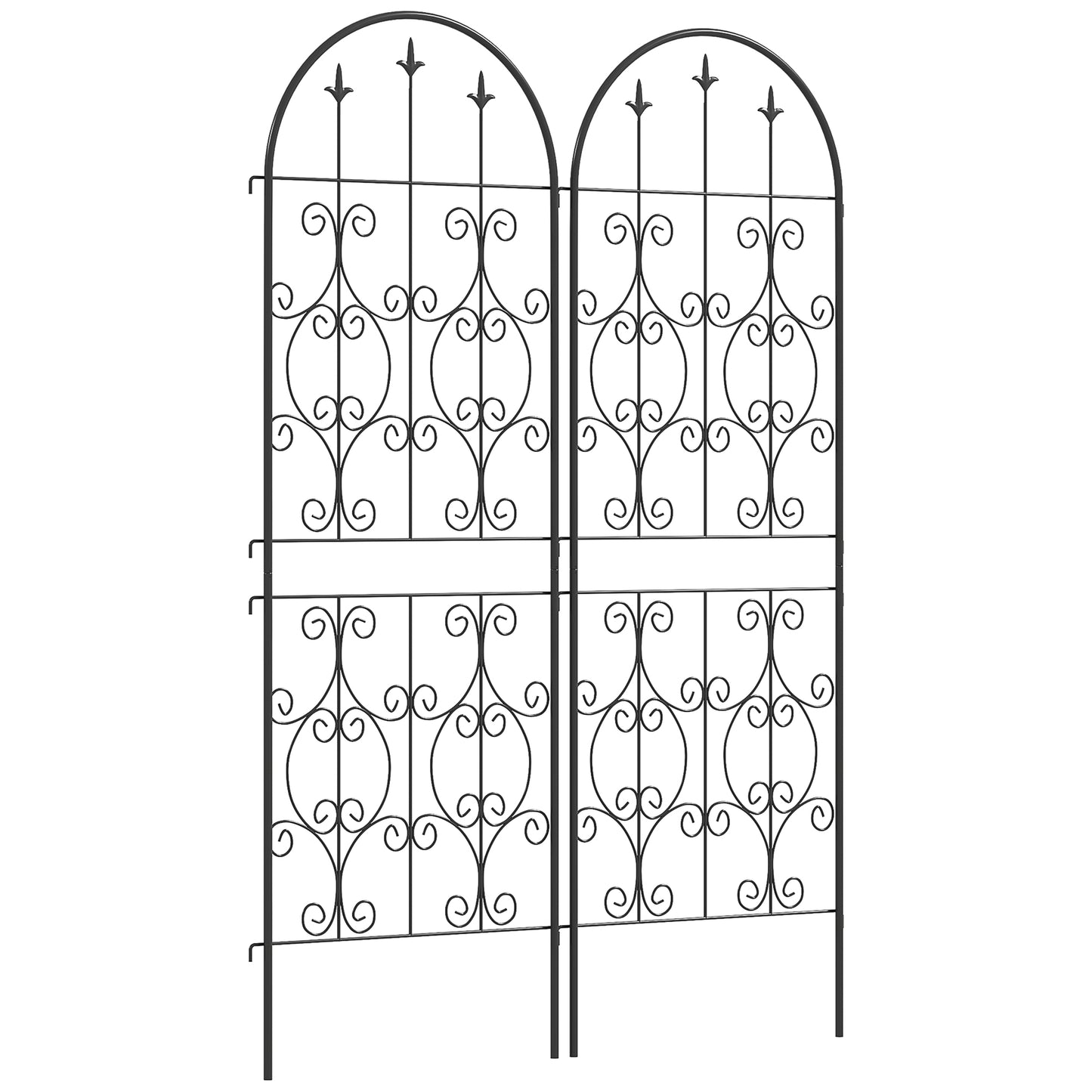 Outsunny Zestaw 2 Metalowych Krat Ogrodowych, Dekoracyjne Panele Kratowe Do Pnących Roślin Zewnętrznych, Warzywa, Pnącza, Kwiaty, 150 x 50 cm, Wzór Wzorzysty