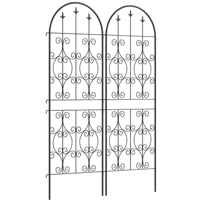 Outsunny Zestaw 2 Metalowych Krat Ogrodowych, Dekoracyjne Panele Kratowe Do Pnących Roślin Zewnętrznych, Warzywa, Pnącza, Kwiaty, 150 x 50 cm, Wzór Wzorzysty