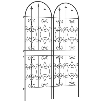 Outsunny Zestaw 2 Metalowych Krat Ogrodowych, Dekoracyjne Panele Kratowe Do Pnących Roślin Zewnętrznych, Warzywa, Pnącza, Kwiaty, 150 x 50 cm, Wzór Wzorzysty