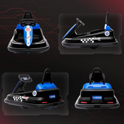 HOMCOM 6V Electric Kids Bumper Car, 6V Spin Waltz Car, with Music, Horn, Lights - Black