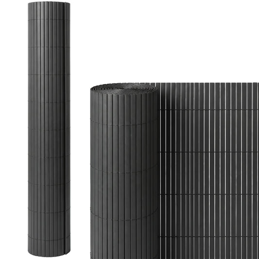 Outsunny 2Pcs Plastic Privacy Screening Fence, 1m x 5 m Waterproof Windbreak Fence, Dark Grey