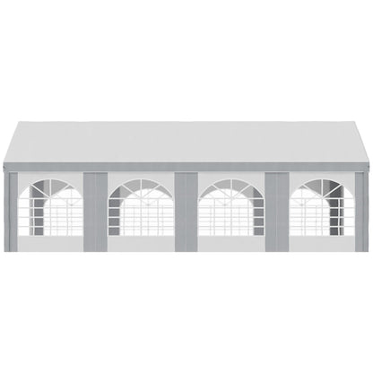 8 x 4m Galvanised Party Tent, Marquee Gazebo with Sides, Eight Windows and Double Doors, for Parties, Wedding and Events