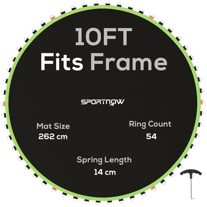 SPORTNOW Trampoline Replacement Mat with Spring Pull Tool, 54 V-Hooks, for 10ft Trampoline using 14cm Springs, Green
