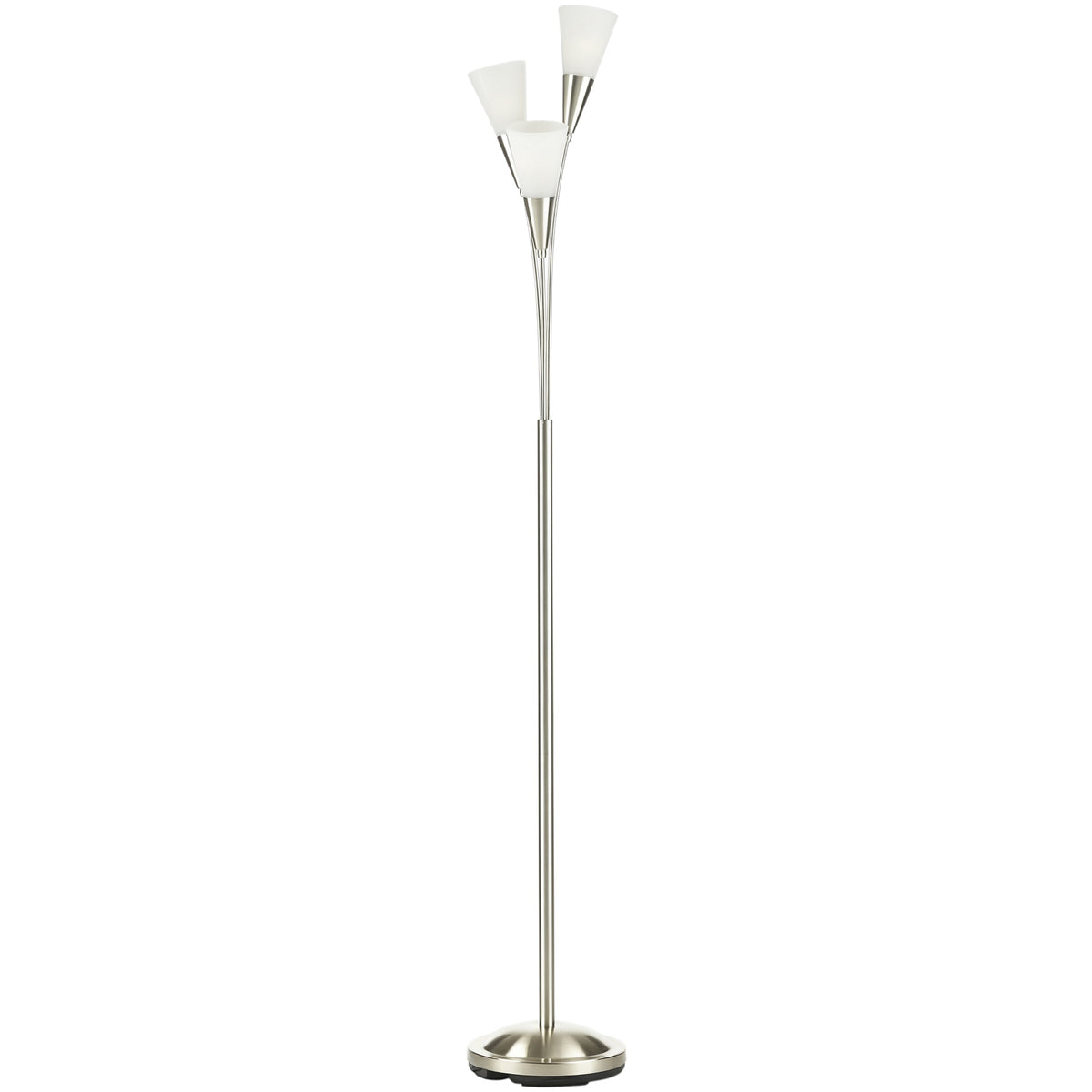 HOMCOM Modern Standing Lamp, 3-Light Upright Floor Lamps for Living Room, Silver Tone