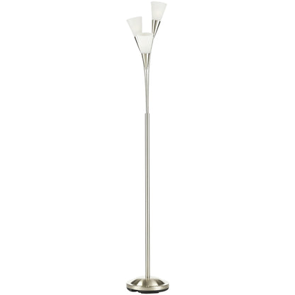 HOMCOM Modern Standing Lamp, 3-Light Upright Floor Lamps for Living Room, Silver Tone