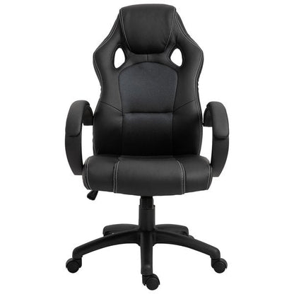 Racing Chair Gaming Sports Swivel PU Leather Office PC Height Adjustable- Black