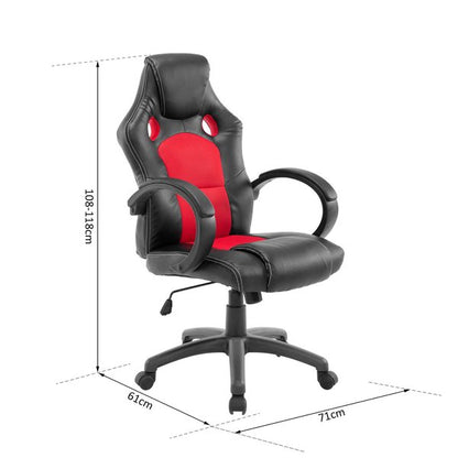 Racing Chair Gaming Sports Swivel PU Leather Office PC Height Adjustable-Black/Red