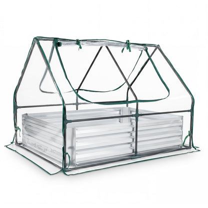 Raised Garden Bed with 2 Large Screen Windows for Flowers Vegetables-Silver