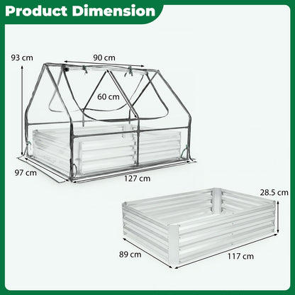 Raised Garden Bed with 2 Large Screen Windows for Flowers Vegetables-Silver
