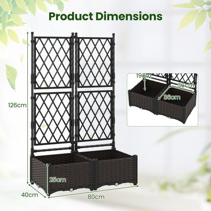 Raised Garden Bed with Trellis Self-Watering Elevated Planter Box with Drain Holes-1 Piece