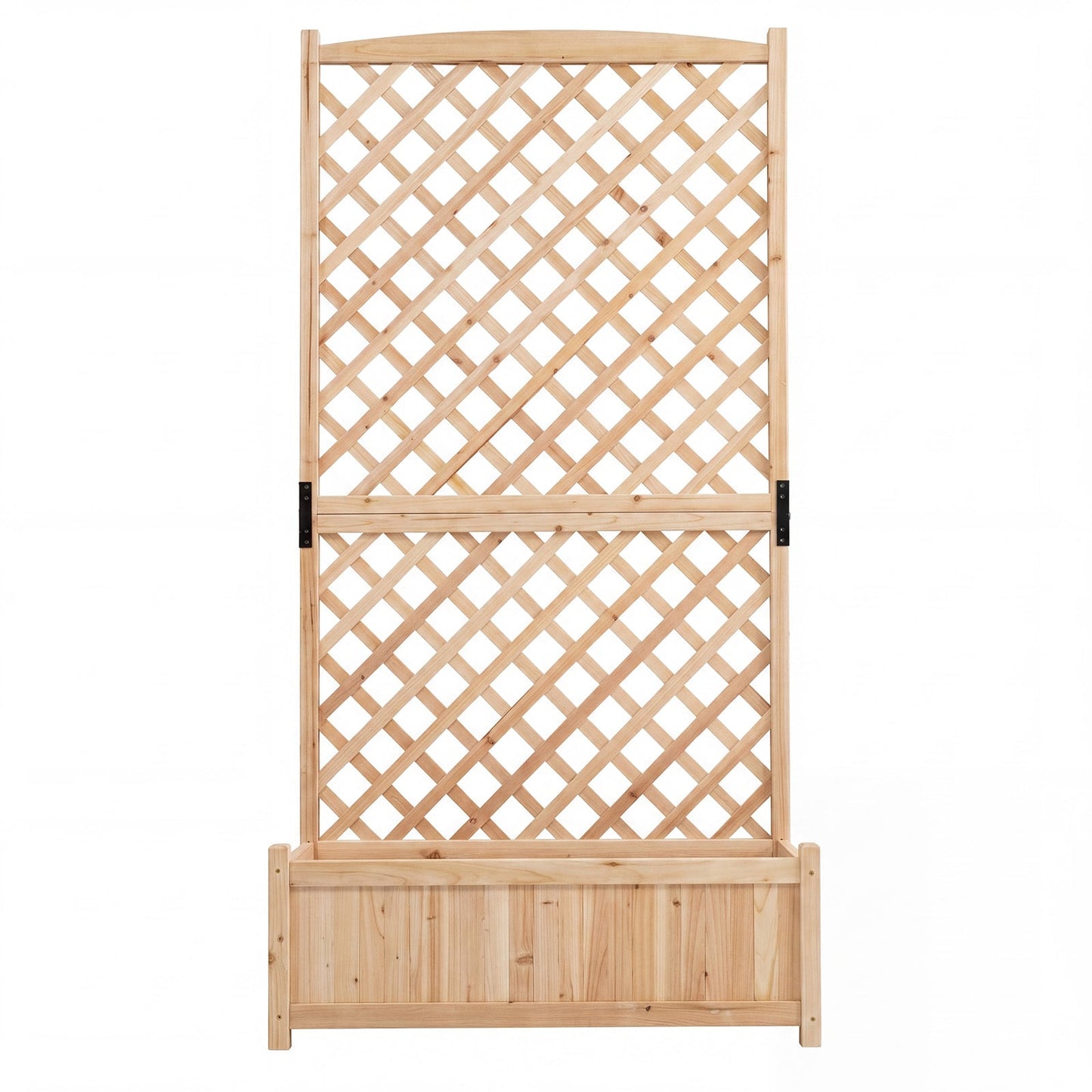 Raised Garden Bed with Trellis Wood Planter Box with Diamond Lattice Trellis-Natural