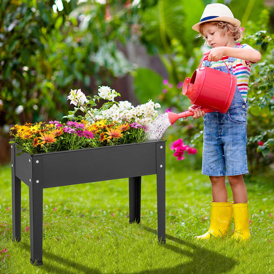 45 cm Tall Raised Garden Bed with Drainage Hole-Black