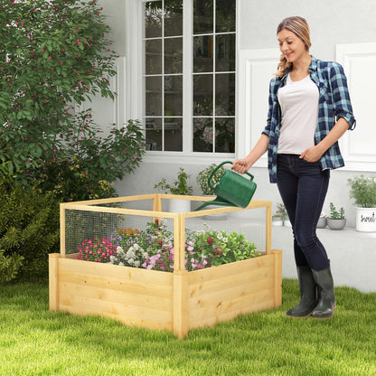 Raised Garden Bed with Critter Guard Fence and Grow Grid