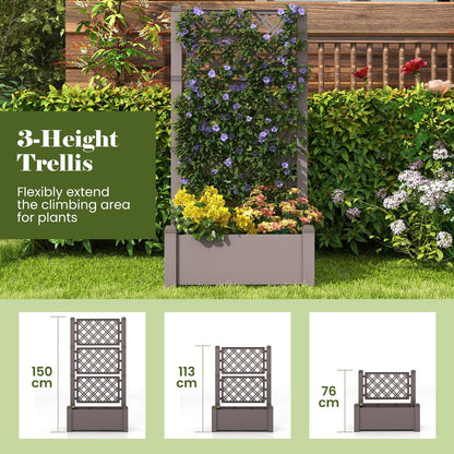 Self-Watering Standing Planter Box Lattice Panels for Vine Climbing Fruits Vegetables-Brown